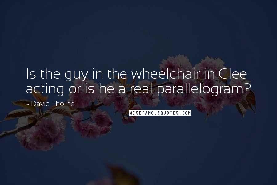 David Thorne Quotes: Is the guy in the wheelchair in Glee acting or is he a real parallelogram?