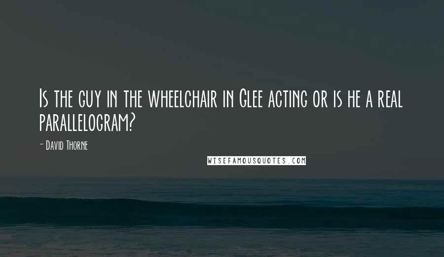 David Thorne Quotes: Is the guy in the wheelchair in Glee acting or is he a real parallelogram?