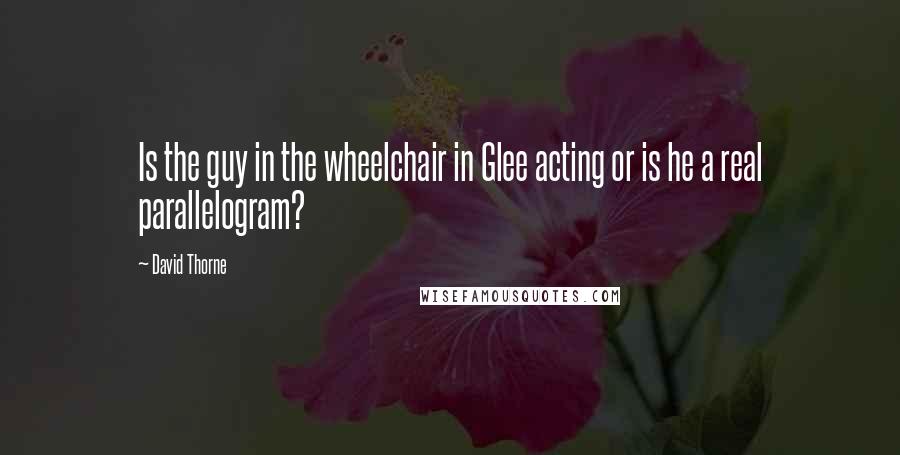 David Thorne Quotes: Is the guy in the wheelchair in Glee acting or is he a real parallelogram?