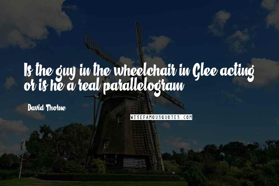 David Thorne Quotes: Is the guy in the wheelchair in Glee acting or is he a real parallelogram?