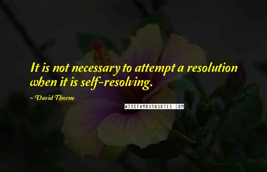 David Thorne Quotes: It is not necessary to attempt a resolution when it is self-resolving.