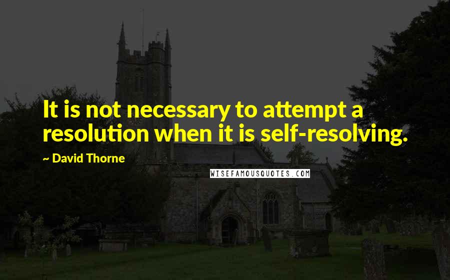 David Thorne Quotes: It is not necessary to attempt a resolution when it is self-resolving.