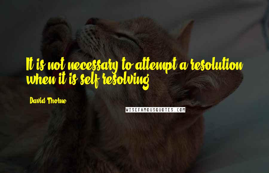 David Thorne Quotes: It is not necessary to attempt a resolution when it is self-resolving.