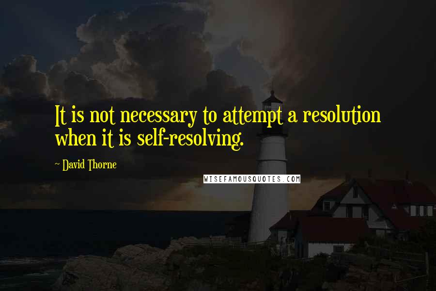 David Thorne Quotes: It is not necessary to attempt a resolution when it is self-resolving.