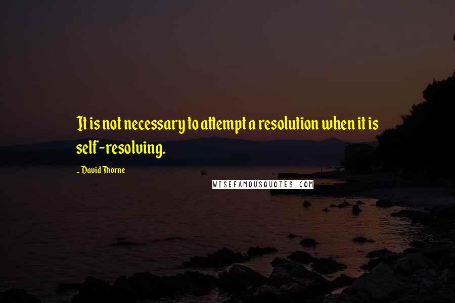 David Thorne Quotes: It is not necessary to attempt a resolution when it is self-resolving.