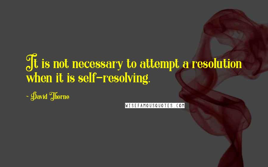 David Thorne Quotes: It is not necessary to attempt a resolution when it is self-resolving.