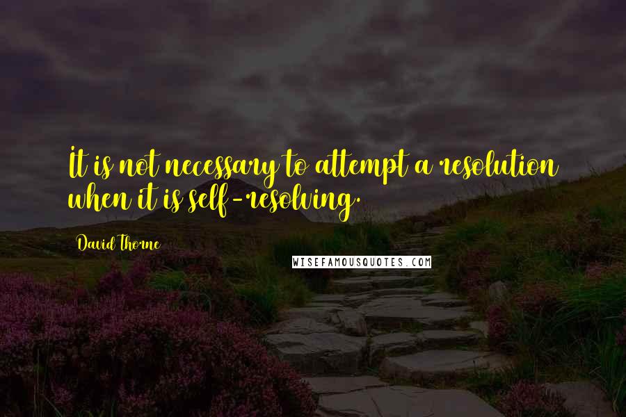 David Thorne Quotes: It is not necessary to attempt a resolution when it is self-resolving.