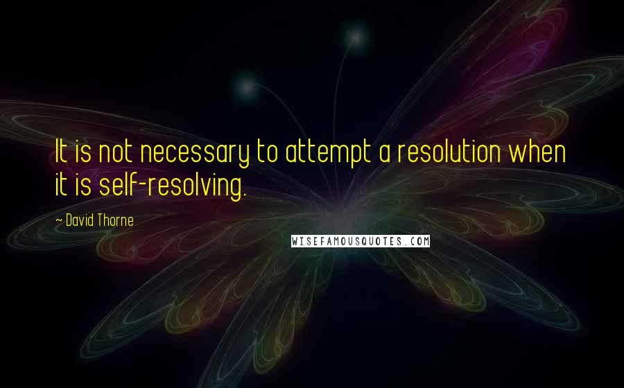 David Thorne Quotes: It is not necessary to attempt a resolution when it is self-resolving.