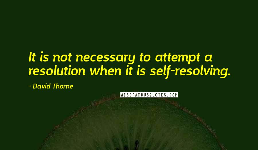 David Thorne Quotes: It is not necessary to attempt a resolution when it is self-resolving.