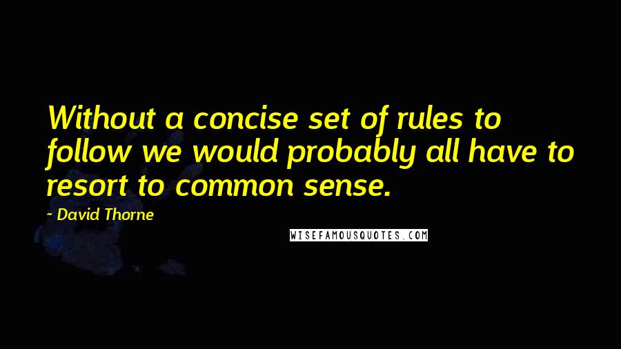 David Thorne Quotes: Without a concise set of rules to follow we would probably all have to resort to common sense.