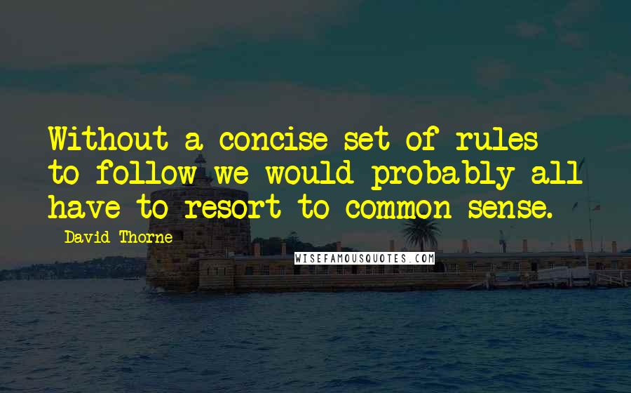 David Thorne Quotes: Without a concise set of rules to follow we would probably all have to resort to common sense.