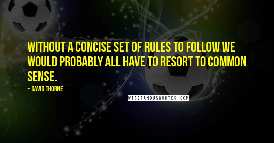David Thorne Quotes: Without a concise set of rules to follow we would probably all have to resort to common sense.