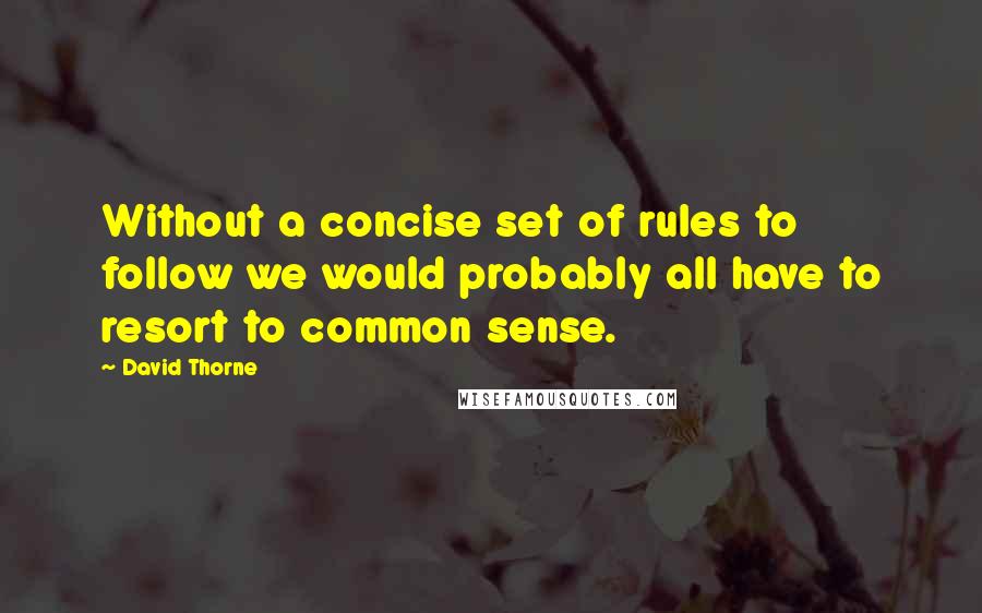 David Thorne Quotes: Without a concise set of rules to follow we would probably all have to resort to common sense.