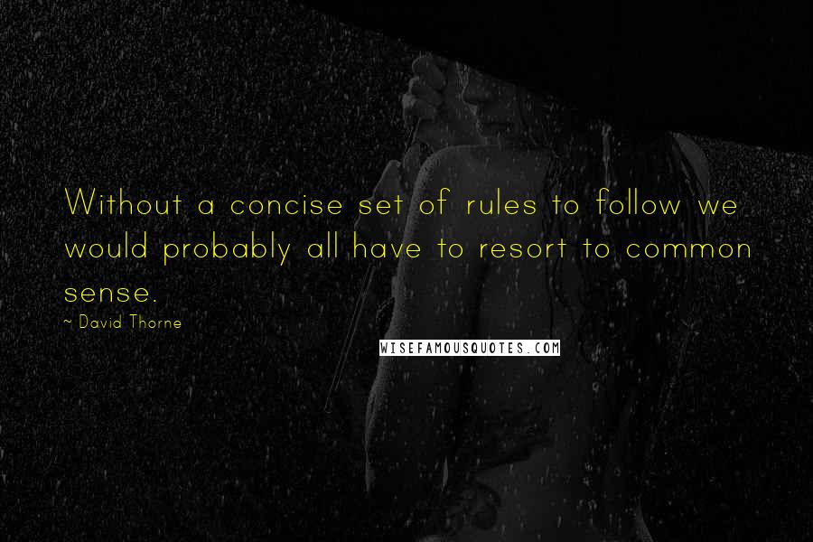 David Thorne Quotes: Without a concise set of rules to follow we would probably all have to resort to common sense.