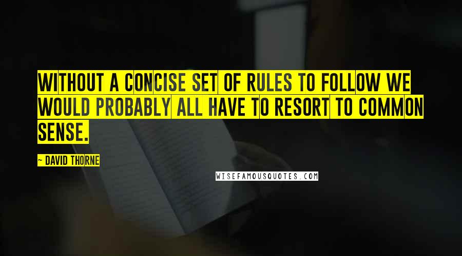 David Thorne Quotes: Without a concise set of rules to follow we would probably all have to resort to common sense.