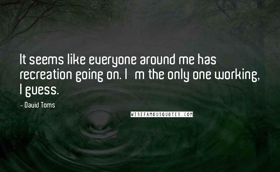 David Toms Quotes: It seems like everyone around me has recreation going on. I'm the only one working, I guess.