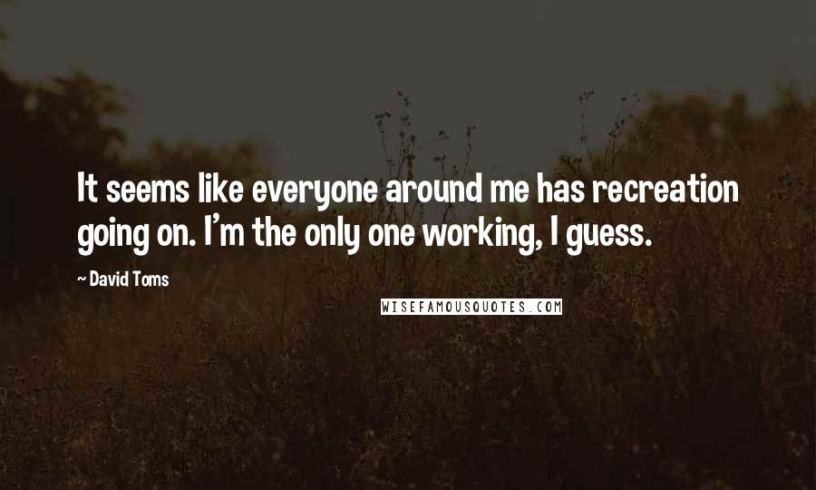 David Toms Quotes: It seems like everyone around me has recreation going on. I'm the only one working, I guess.