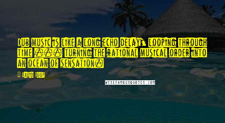 David Toop Quotes: Dub music is like a long echo delay, looping through time ... turning the rational musical order into an ocean of sensation.