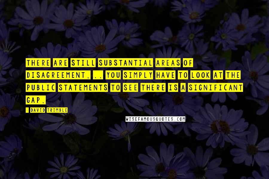 David Trimble Quotes: There are still substantial areas of disagreement, .. you simply have to look at the public statements to see there is a significant gap.