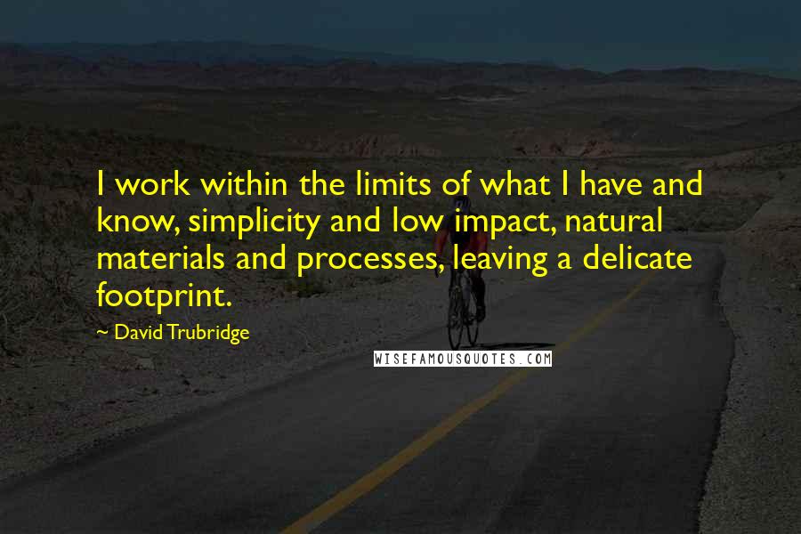 David Trubridge Quotes: I work within the limits of what I have and know, simplicity and low impact, natural materials and processes, leaving a delicate footprint.