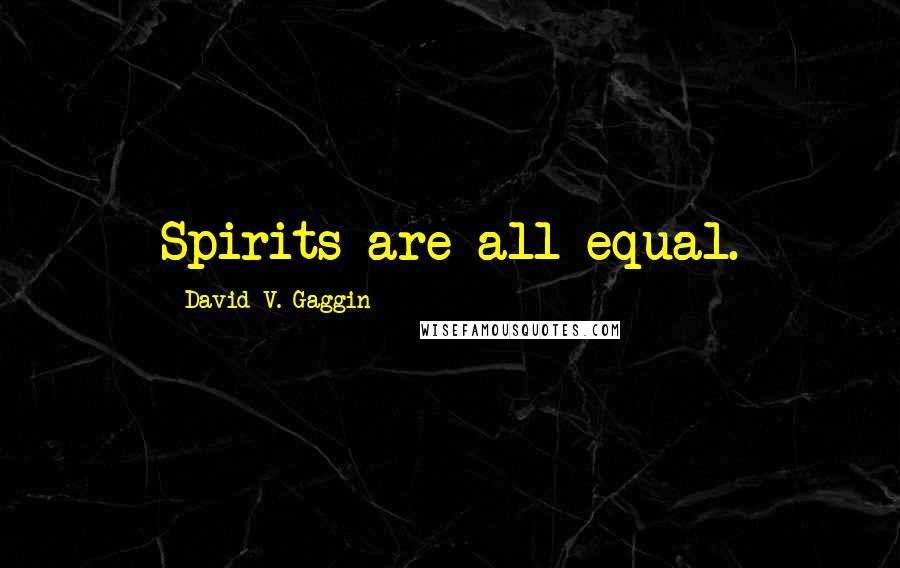 David V. Gaggin Quotes: Spirits are all equal.