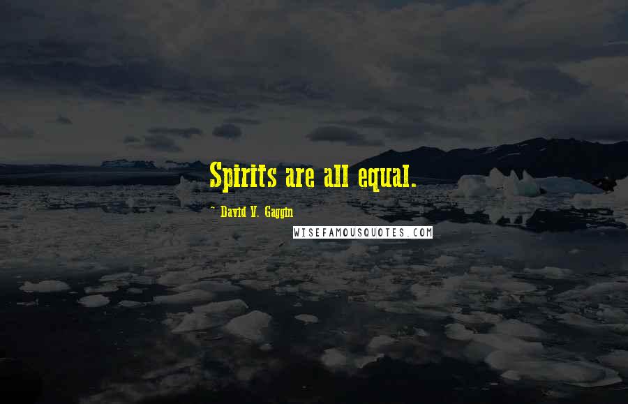 David V. Gaggin Quotes: Spirits are all equal.