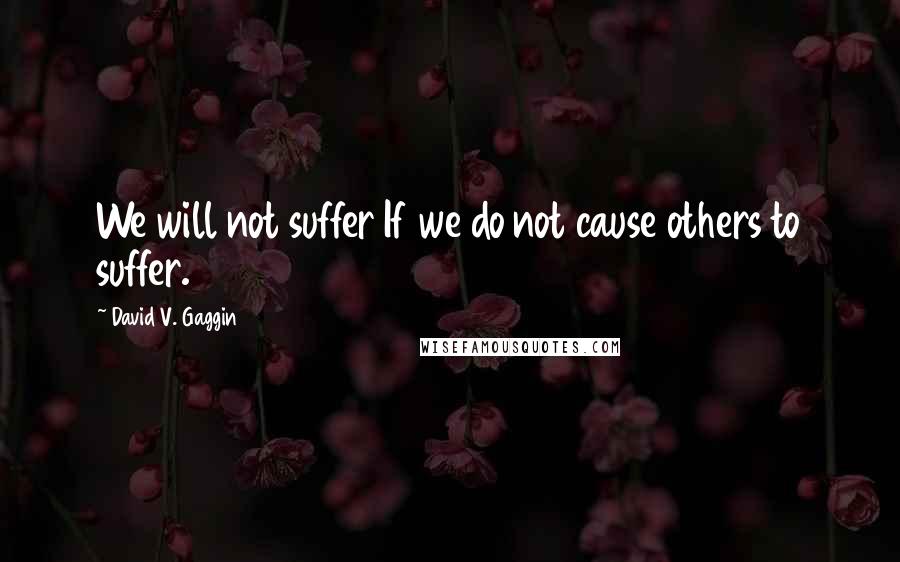 David V. Gaggin Quotes: We will not suffer If we do not cause others to suffer.