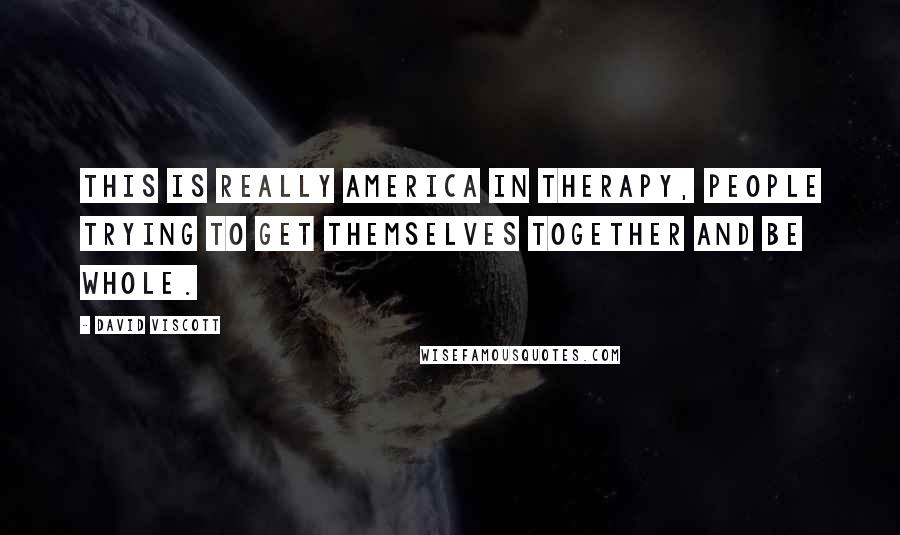 David Viscott Quotes: This is really America in therapy, people trying to get themselves together and be whole.