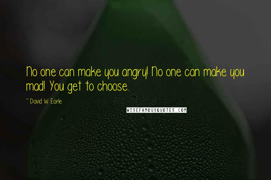 David W. Earle Quotes: No one can make you angry! No one can make you mad! You get to choose.