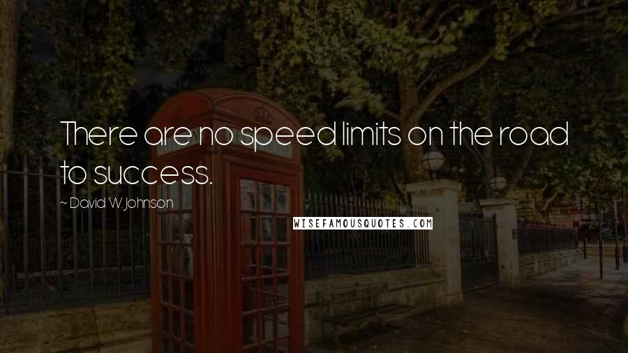 David W. Johnson Quotes: There are no speed limits on the road to success.