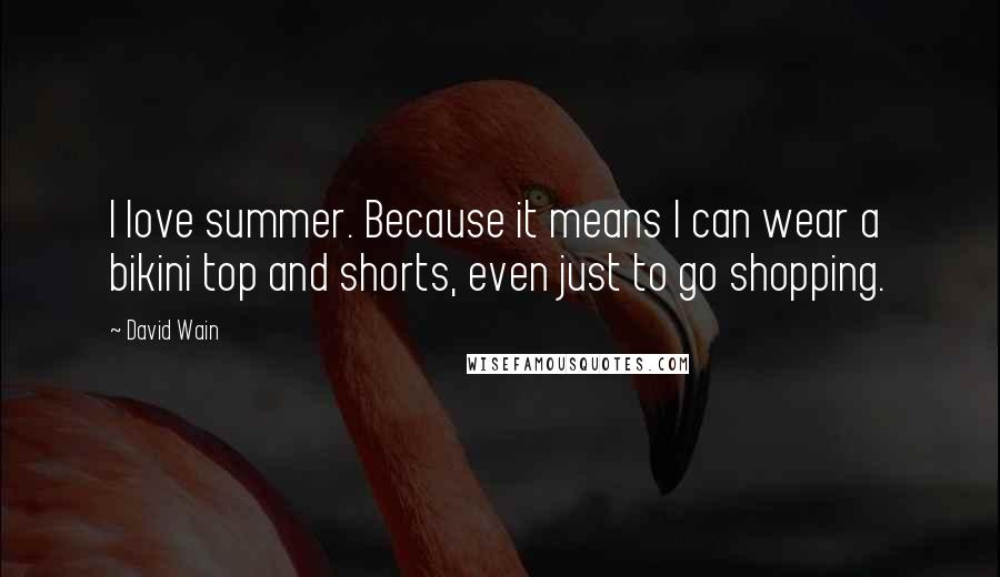 David Wain Quotes: I love summer. Because it means I can wear a bikini top and shorts, even just to go shopping.