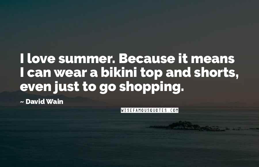 David Wain Quotes: I love summer. Because it means I can wear a bikini top and shorts, even just to go shopping.