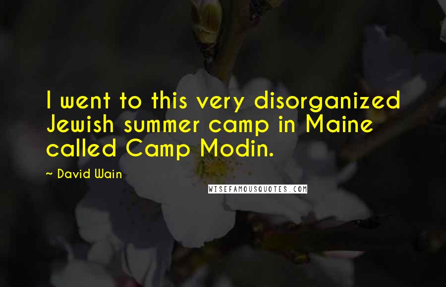 David Wain Quotes: I went to this very disorganized Jewish summer camp in Maine called Camp Modin.