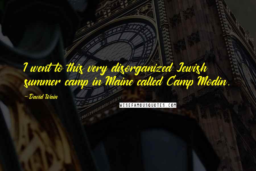 David Wain Quotes: I went to this very disorganized Jewish summer camp in Maine called Camp Modin.