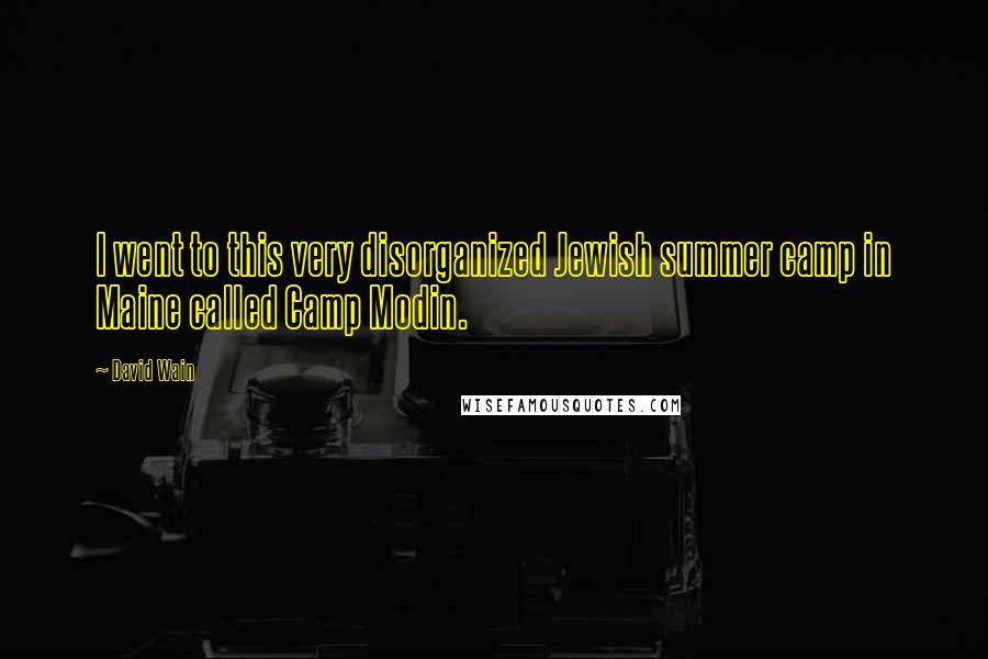 David Wain Quotes: I went to this very disorganized Jewish summer camp in Maine called Camp Modin.