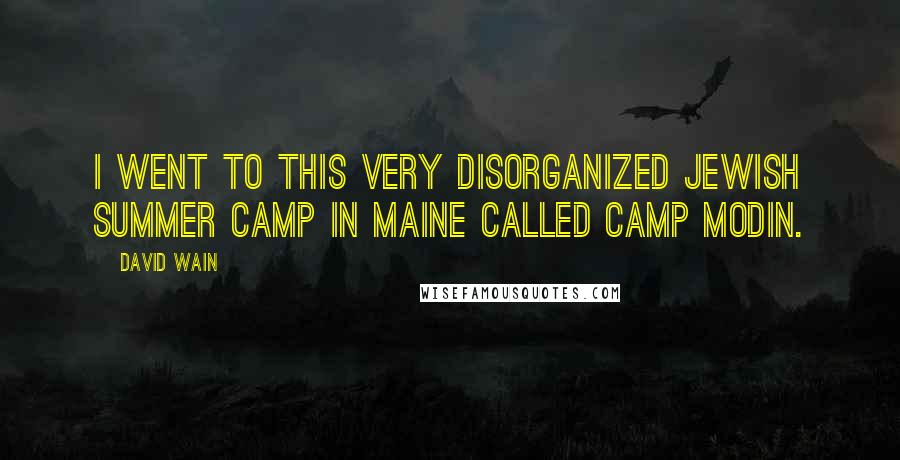 David Wain Quotes: I went to this very disorganized Jewish summer camp in Maine called Camp Modin.
