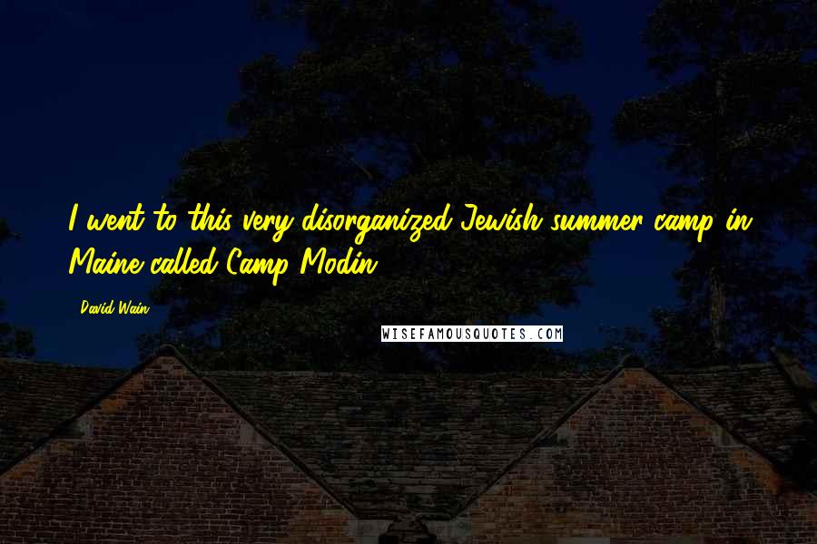 David Wain Quotes: I went to this very disorganized Jewish summer camp in Maine called Camp Modin.
