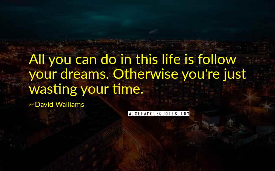 David Walliams Quotes: All you can do in this life is follow your dreams. Otherwise you're just wasting your time.