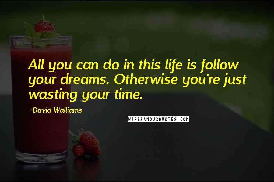 David Walliams Quotes: All you can do in this life is follow your dreams. Otherwise you're just wasting your time.