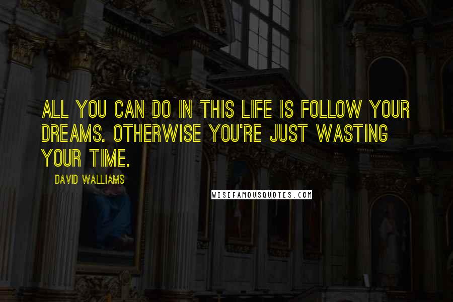 David Walliams Quotes: All you can do in this life is follow your dreams. Otherwise you're just wasting your time.