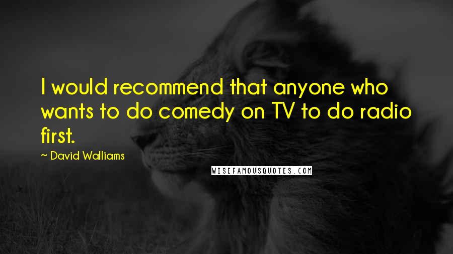 David Walliams Quotes: I would recommend that anyone who wants to do comedy on TV to do radio first.