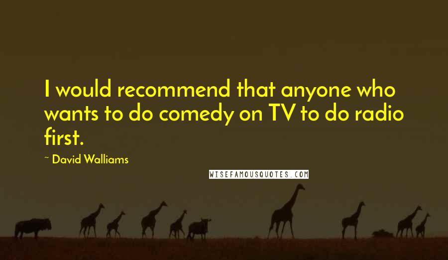 David Walliams Quotes: I would recommend that anyone who wants to do comedy on TV to do radio first.