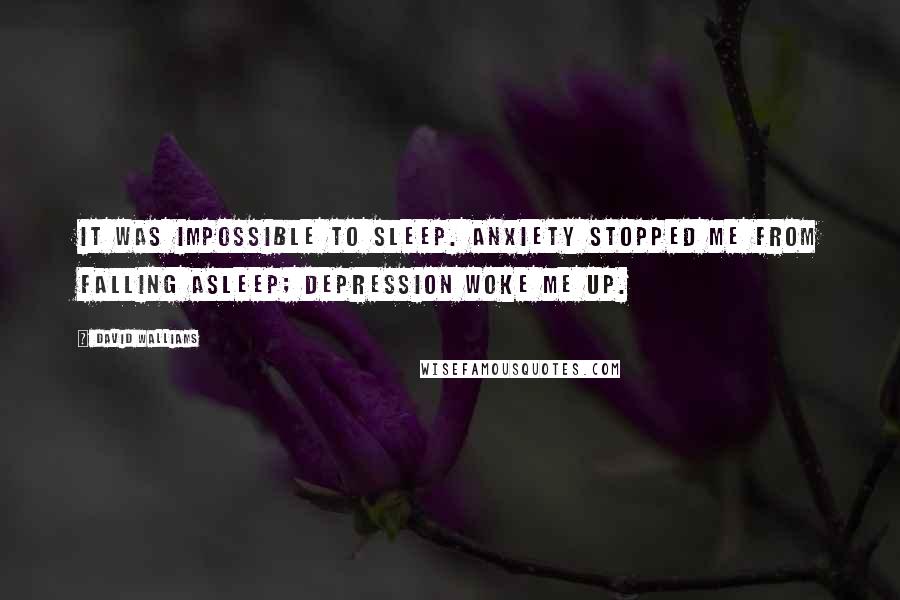 David Walliams Quotes: It was impossible to sleep. Anxiety stopped me from falling asleep; depression woke me up.
