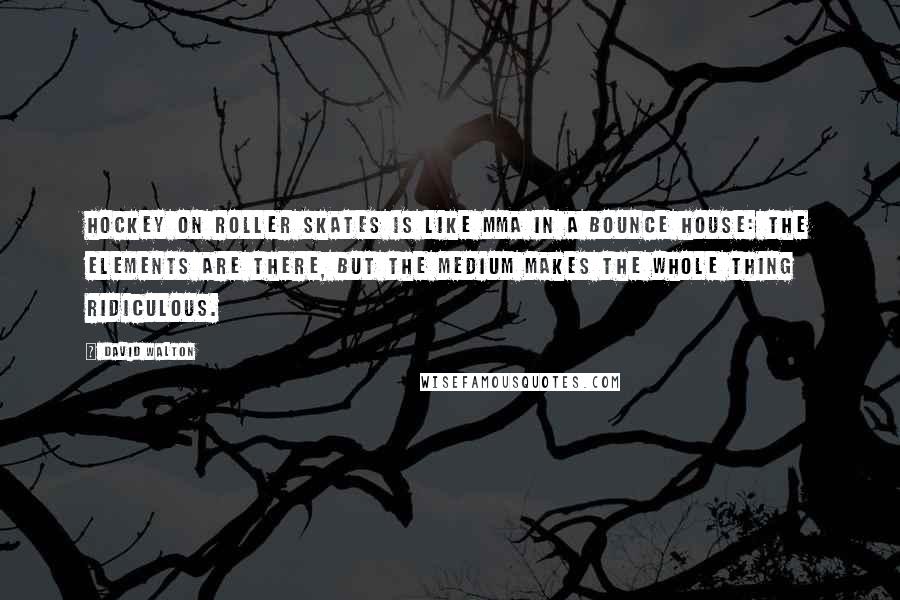 David Walton Quotes: Hockey on roller skates is like MMA in a bounce house: the elements are there, but the medium makes the whole thing ridiculous.