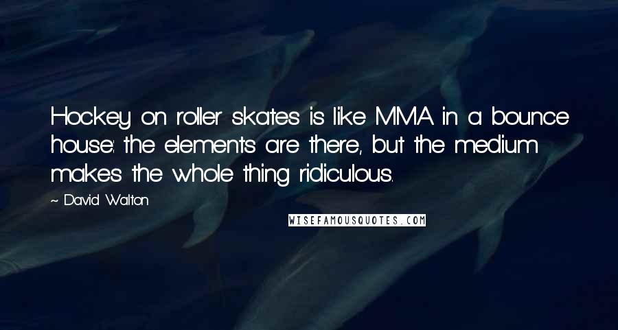 David Walton Quotes: Hockey on roller skates is like MMA in a bounce house: the elements are there, but the medium makes the whole thing ridiculous.