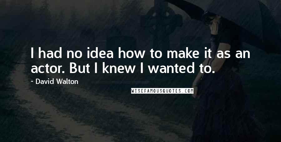 David Walton Quotes: I had no idea how to make it as an actor. But I knew I wanted to.