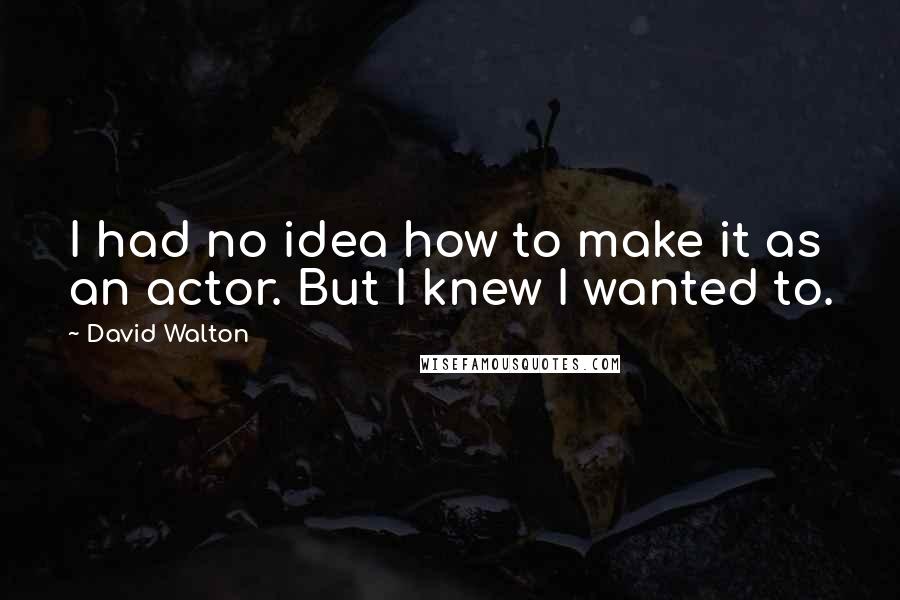 David Walton Quotes: I had no idea how to make it as an actor. But I knew I wanted to.