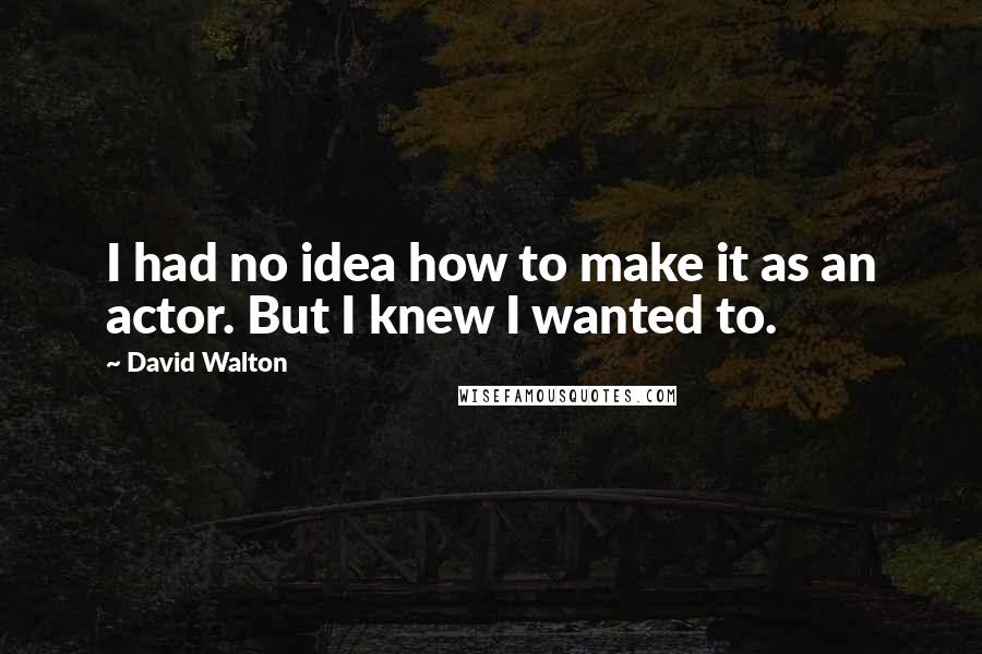 David Walton Quotes: I had no idea how to make it as an actor. But I knew I wanted to.