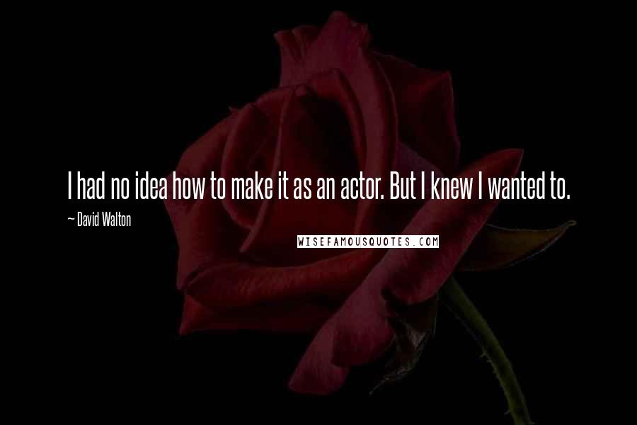 David Walton Quotes: I had no idea how to make it as an actor. But I knew I wanted to.