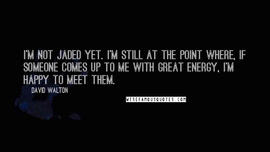 David Walton Quotes: I'm not jaded yet. I'm still at the point where, if someone comes up to me with great energy, I'm happy to meet them.